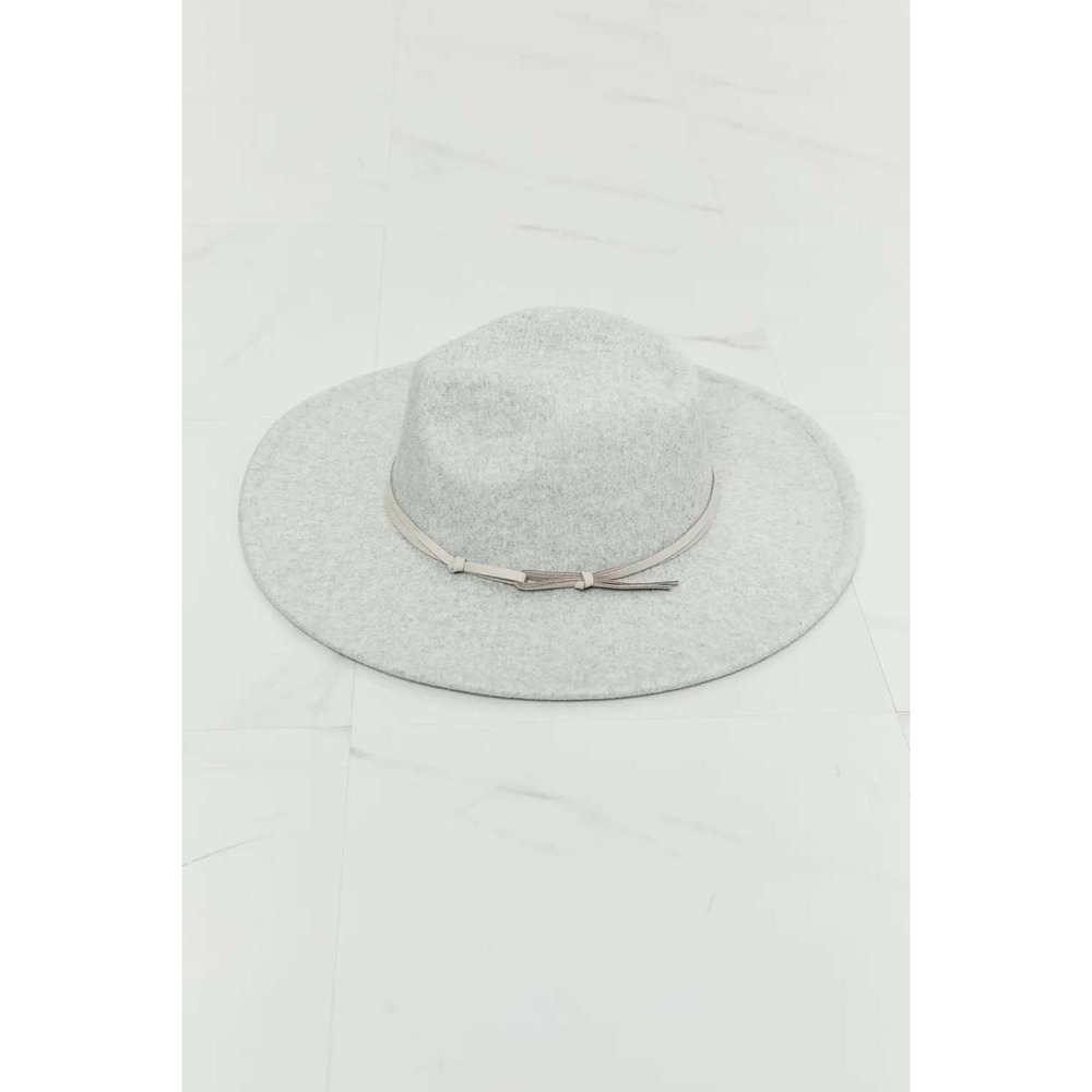 Fedora Hat Womens OS Light Grey Excellent Wide Brim Felt Band
